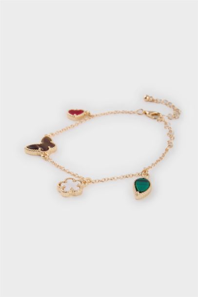 Woman Dangle Floral Gold Bracelet