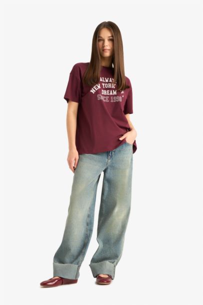 T-shirt oversize imprimé à manches courtes et col rond