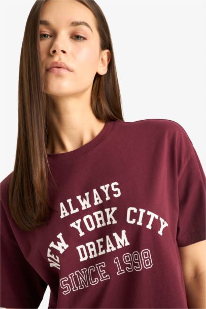 T-shirt oversize imprimé à manches courtes et col rond