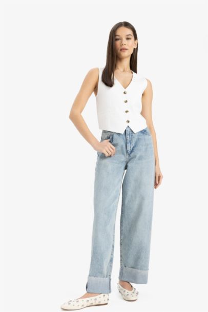 V Neck Linen Blend Vest