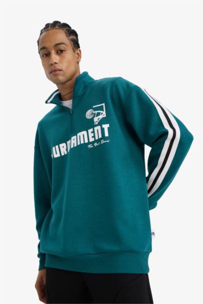 DeFactoFit Boxy Fit Printed Scuba Fabric Sports Sweatshirt