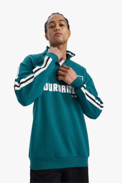 DeFactoFit Boxy Fit Printed Scuba Fabric Sports Sweatshirt