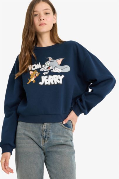 Regular Fit Tom & Jerry Licensed Printed Sweatshirt