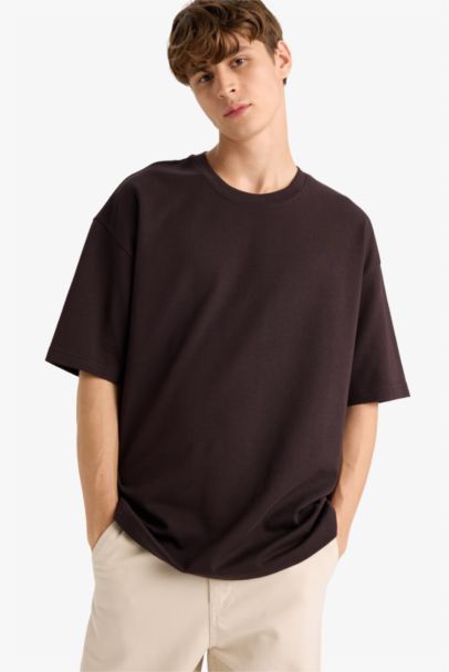 تيشيرت اوفر سايز نص ردن ياخة مستديرة