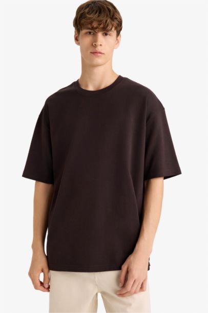 تيشيرت اوفر سايز نص ردن ياخة مستديرة