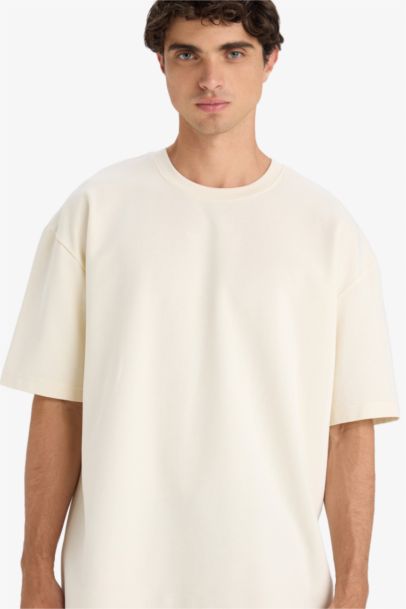 تيشيرت اوفر سايز نص ردن ياخة مستديرة