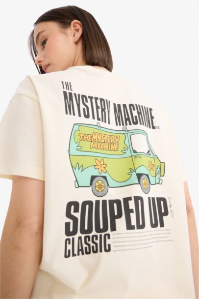 T-shirt oversize imprimé Scooby Doo à col rond et manches courtes
