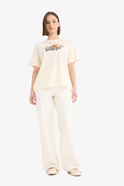 T-shirt oversize imprimé Scooby Doo à col rond et manches courtes