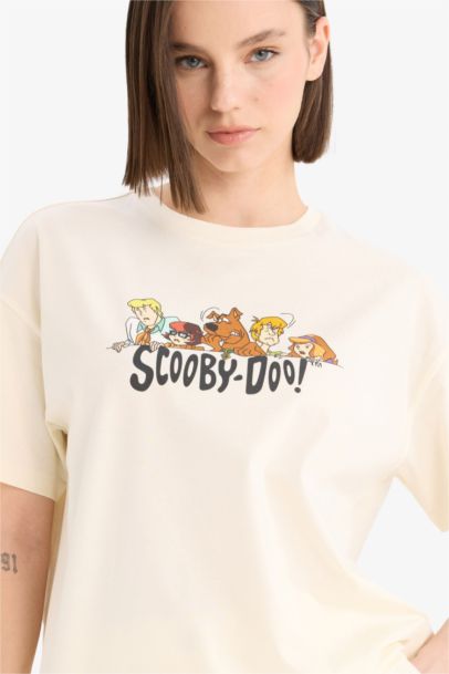 T-shirt oversize imprimé Scooby Doo à col rond et manches courtes