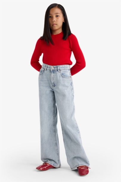 Girl Slim Fit Crew Neck Knit Pullover