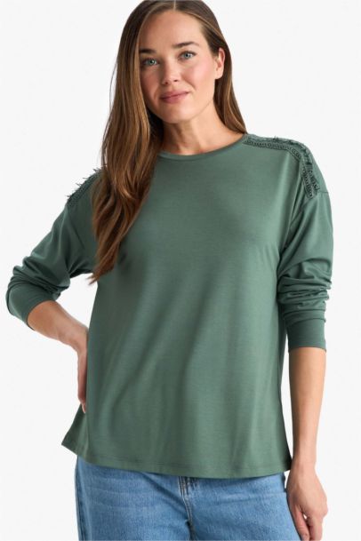Regular Fit Crew Neck Basic Long Sleeve T-Shirt