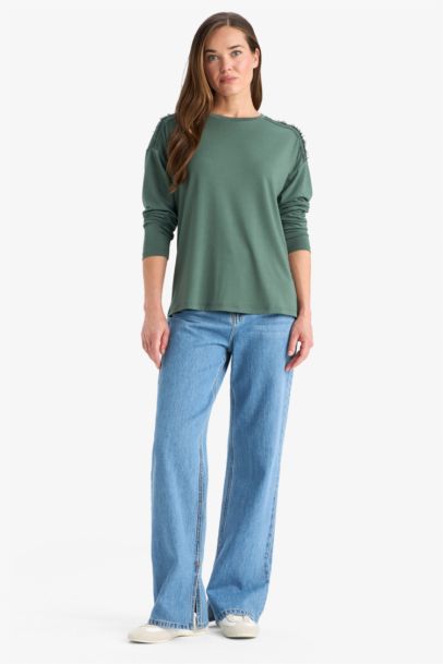 Regular Fit Crew Neck Basic Long Sleeve T-Shirt