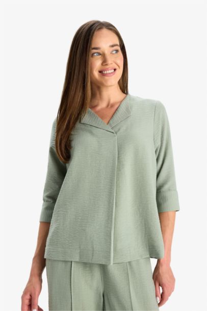 قميص ردن طويل ايروبين قصة عادية بياخة عريضة