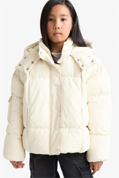 Girl Hooded Zippered Puffer Jacket