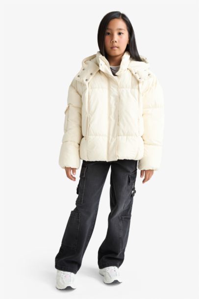 Girl Hooded Zippered Puffer Jacket