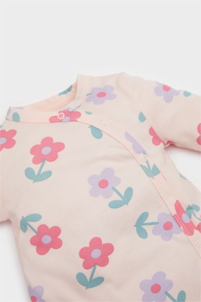 Kız Bebek Yenidoğan Çiçekli Penye Tulum