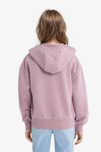 Girl Relax Fit Hooded Basic Sweatshirt