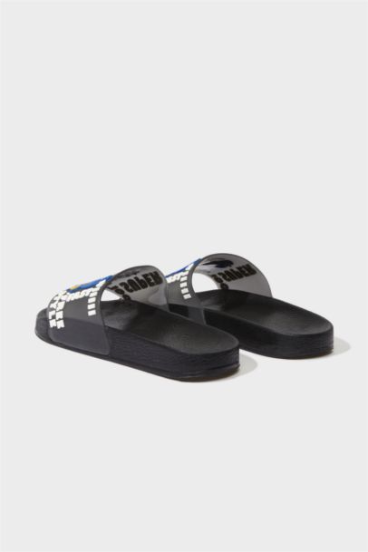 Boy Patterned High Sole Sweatshirt Fabric Slippers