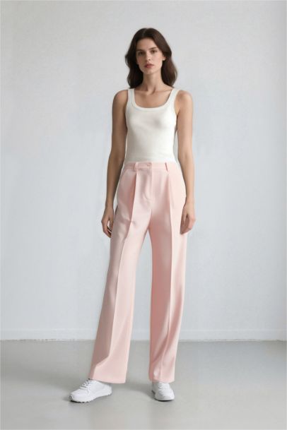 Pantalon palazzo large en crêpe taille haute avec poches Afra x Defacto