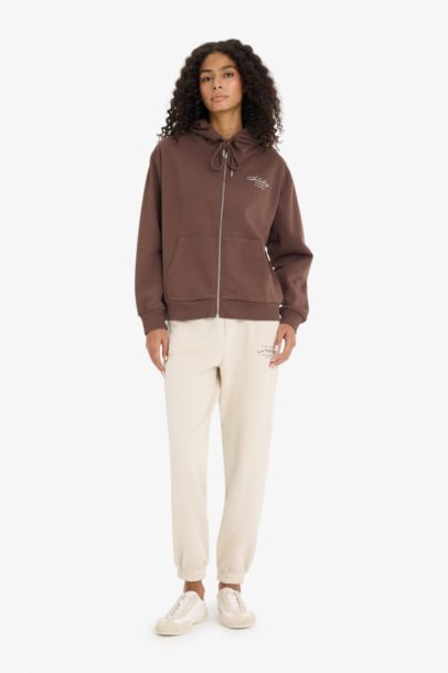 Sweat à capuche oversize imprimé en tissu épais à fermeture zip