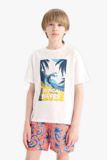 Boy Crew Neck Printed Short Sleeve T-Shirt