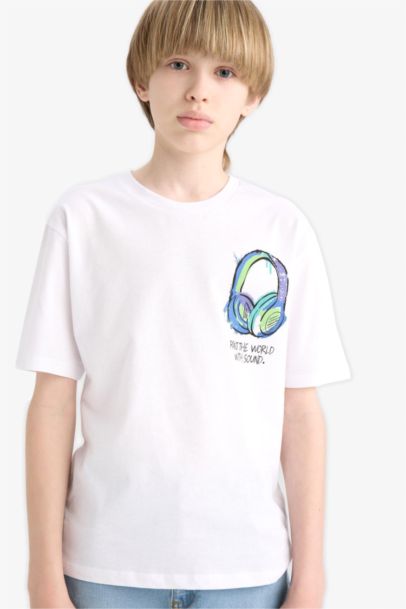 T-shirt imprimé à col rond et manches courtes pour garçon