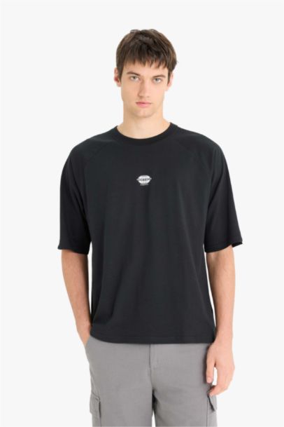 تيشيرت قطن نص ردن قصة فضفاضة بياخة مستديرة