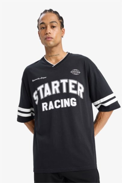 تيشيرت قطن نص كم قصة فضفاضة برقبة مستديرة