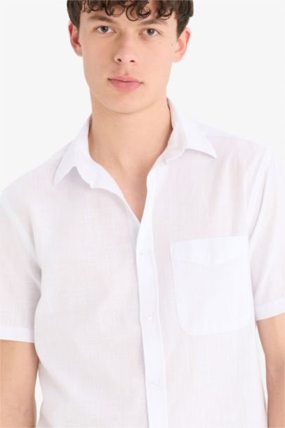 Regular Fit Polo Collar Cotton Short Sleeve Shirt