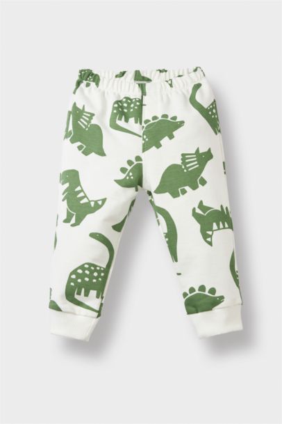 Erkek Bebek 2'li Takım Dinozor Baskılı Sweatshirt Eşofman Altı