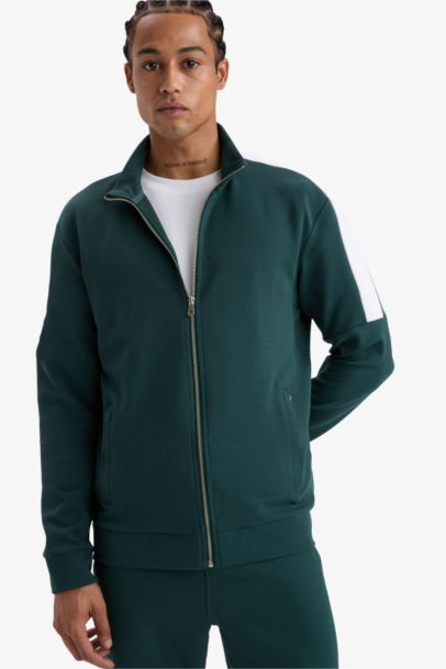 DeFactoFit Standard Fit Stand Collar Zippered Cardigan