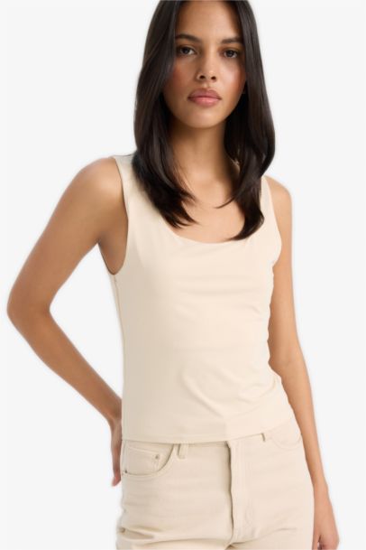 Slim Fit Basic Square Collar Tank Top