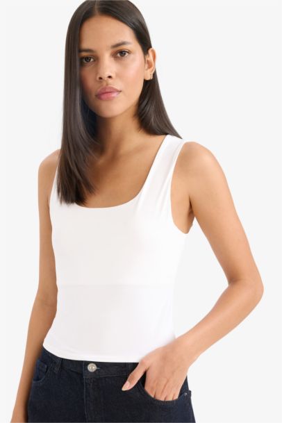 Slim Fit Basic Square Collar Tank Top