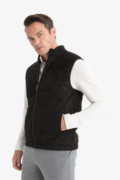 Узкий крой стойка замшевый жилет