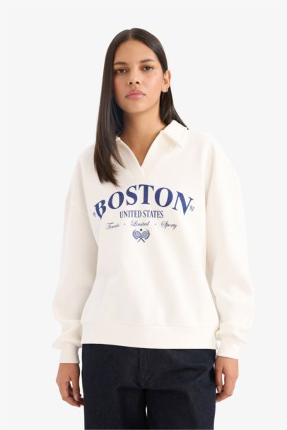 Relax Fit Printed Long Sleeve Sweatshirt