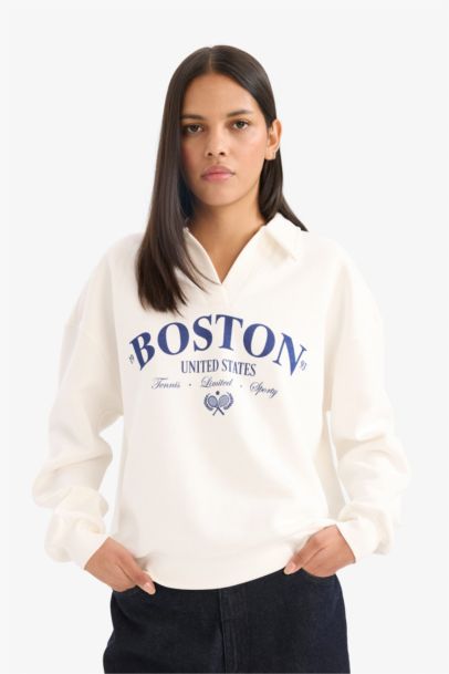 Relax Fit Printed Long Sleeve Sweatshirt