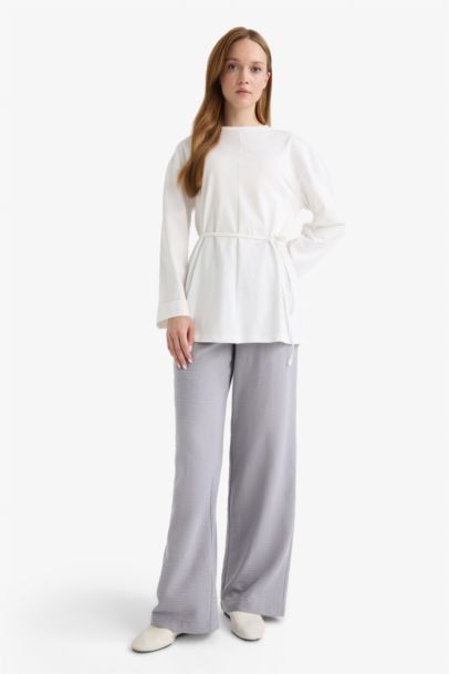 Wide Leg Elastic Waist Pocketed Trousers