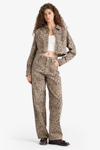 Baggy Fit Animal Gabardine Trousers