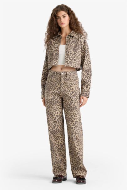 Baggy Fit Animal Gabardine Trousers