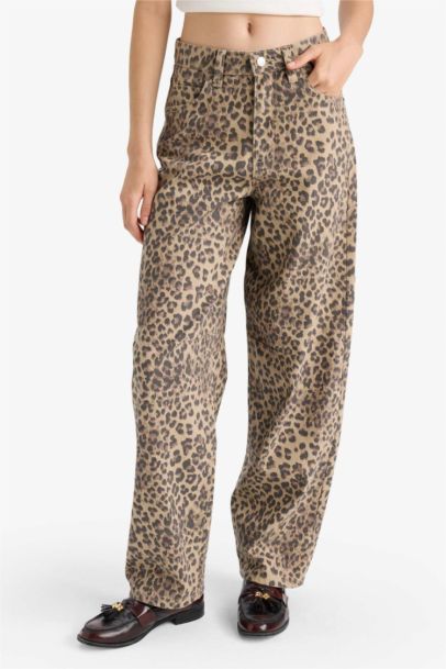 Baggy Fit Animal Gabardine Trousers