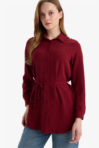 Regular Fit Shirt Collar Long Sleeve Tunic