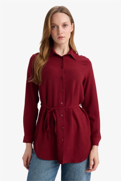 Regular Fit Shirt Collar Long Sleeve Tunic