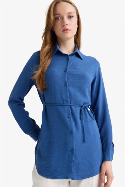 Regular Fit Shirt Collar Long Sleeve Tunic