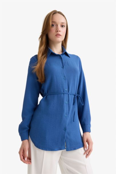 Regular Fit Shirt Collar Long Sleeve Tunic