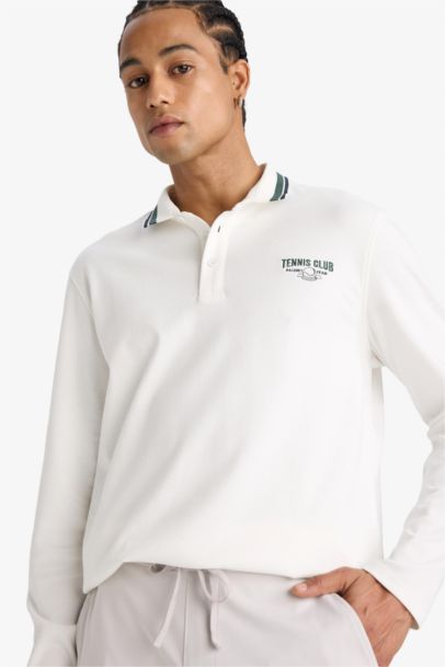 DeFactoFit Standard Fit Polo Neck Printed Sports T-Shirt