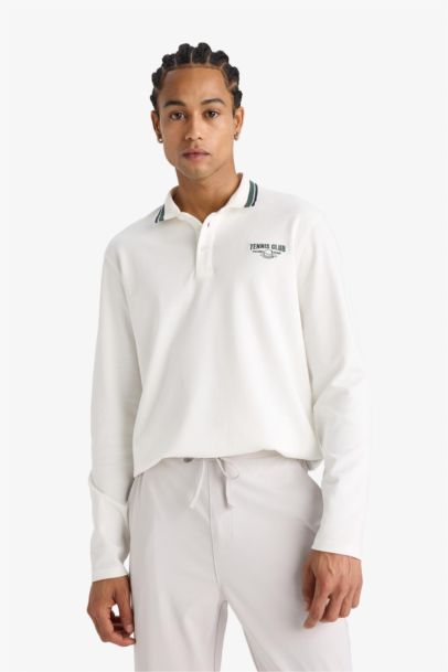 DeFactoFit Standard Fit Polo Neck Printed Sports T-Shirt