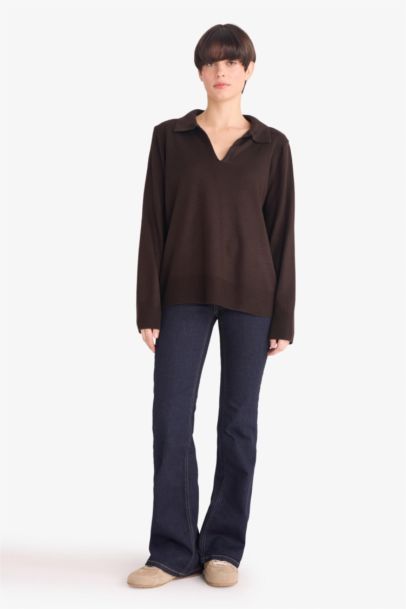 Regular Fit Polo Collar Knit Pullover