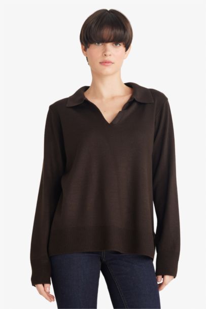 Regular Fit Polo Collar Knit Pullover