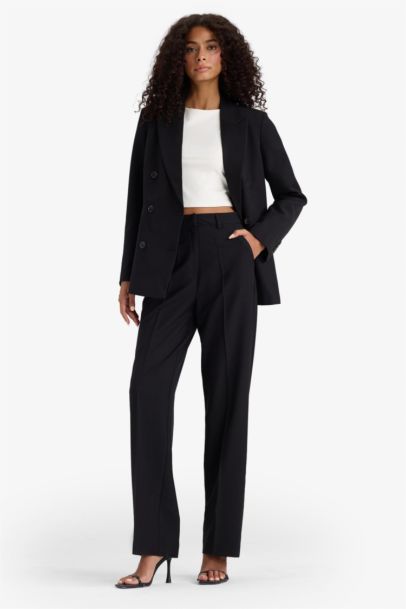 Straight Fit High Waist Crop Belted Trousers