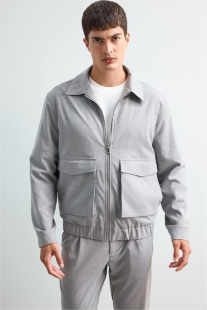 Relax Fit Polo Collar Seasonal Zippered Jacket